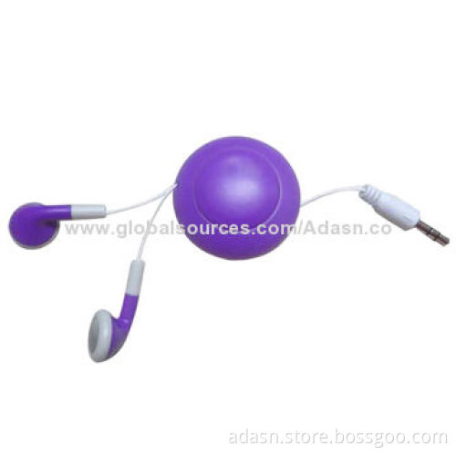 Retractable earphones with colorful high-resolution fashionable design, with factory price